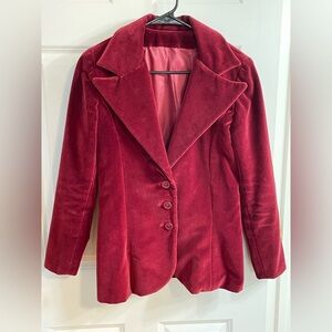 Vintage Maroon Velvet Blazer — Unbranded (Approx. Small)